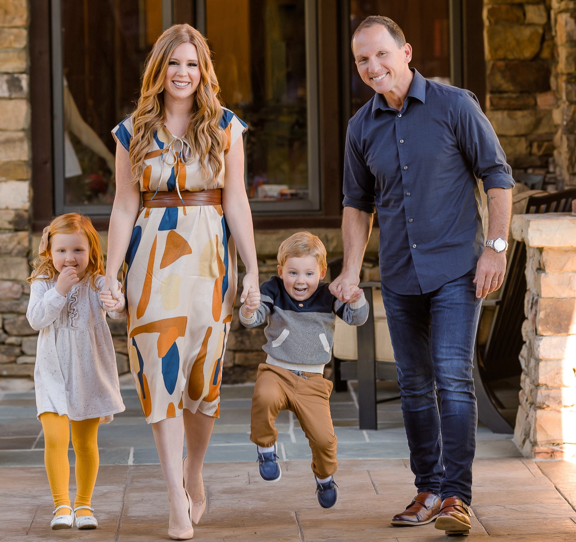 Kevin walking with his family